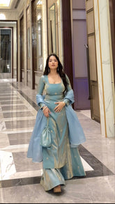 Ravishing Blue Silk With Sequence Work Anarkali Suit